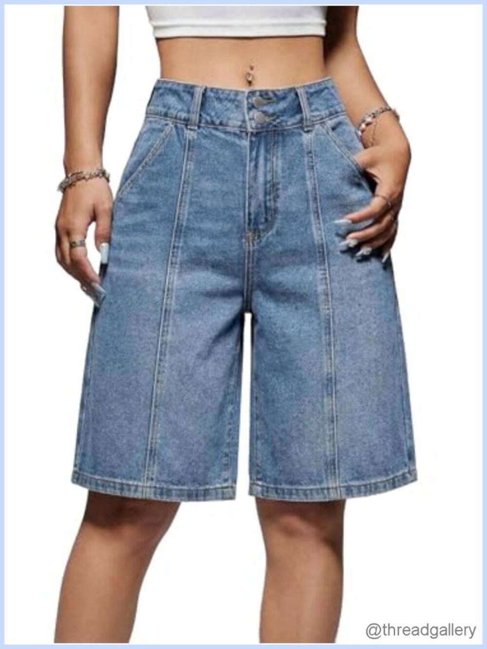EMMIOL Women's Baggy High Waisted Denim Shorts with 4 Pockets, Y2K Jorts